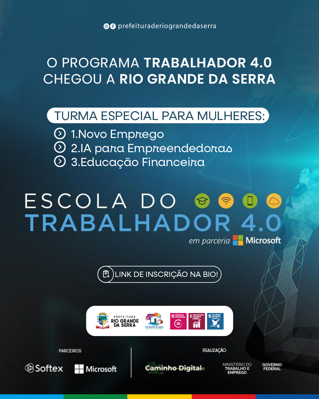 O Programa Trabalhador 4.0 chegou a Rio Grande da Serra em parceria com o Consórcio do Grande ABC e o Governo Federal! 🚀