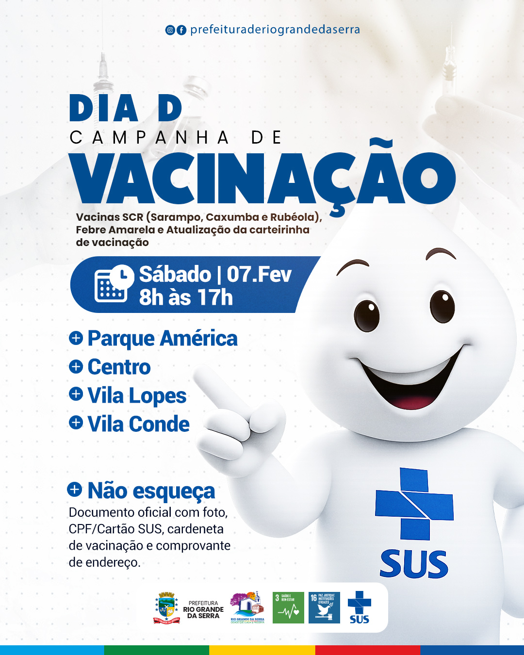 📢 Dia D da Vacinação em Rio Grande da Serra!